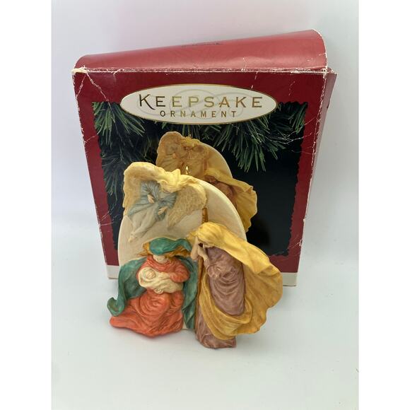Vintage 1995 Hallmark Keepsake Ornament Rejoice Mary Joseph Baby Jesus Christmas - Picture 2 of 8